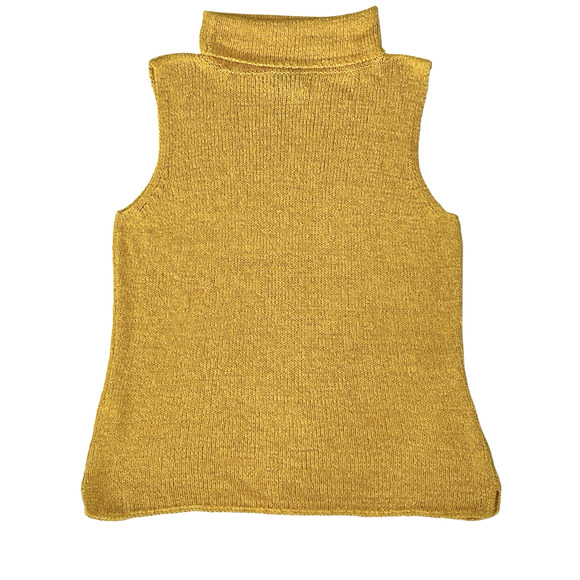 Sigrid Olsen Top Size Medium Silk Blend Knit Sweater Sleeveless Cowl Neck Yellow - Picture 2 of 9